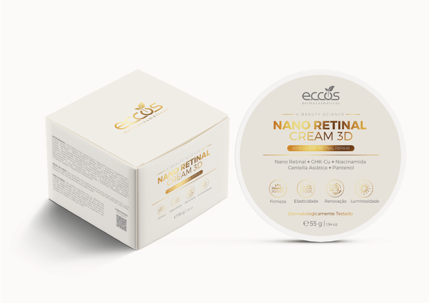Nano Retinal Cream 3D ? embalagem ivory com detalhes dourados